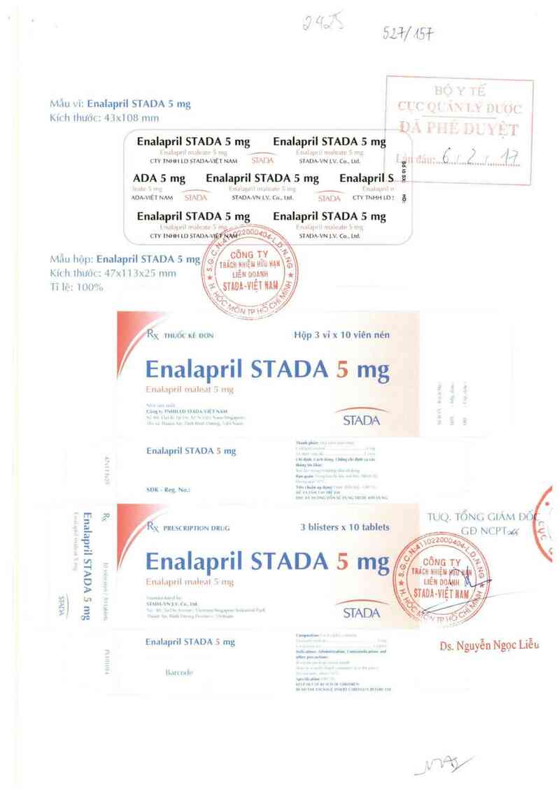 thông tin, cách dùng, giá thuốc Enalapril Stada 5 mg - ảnh 0