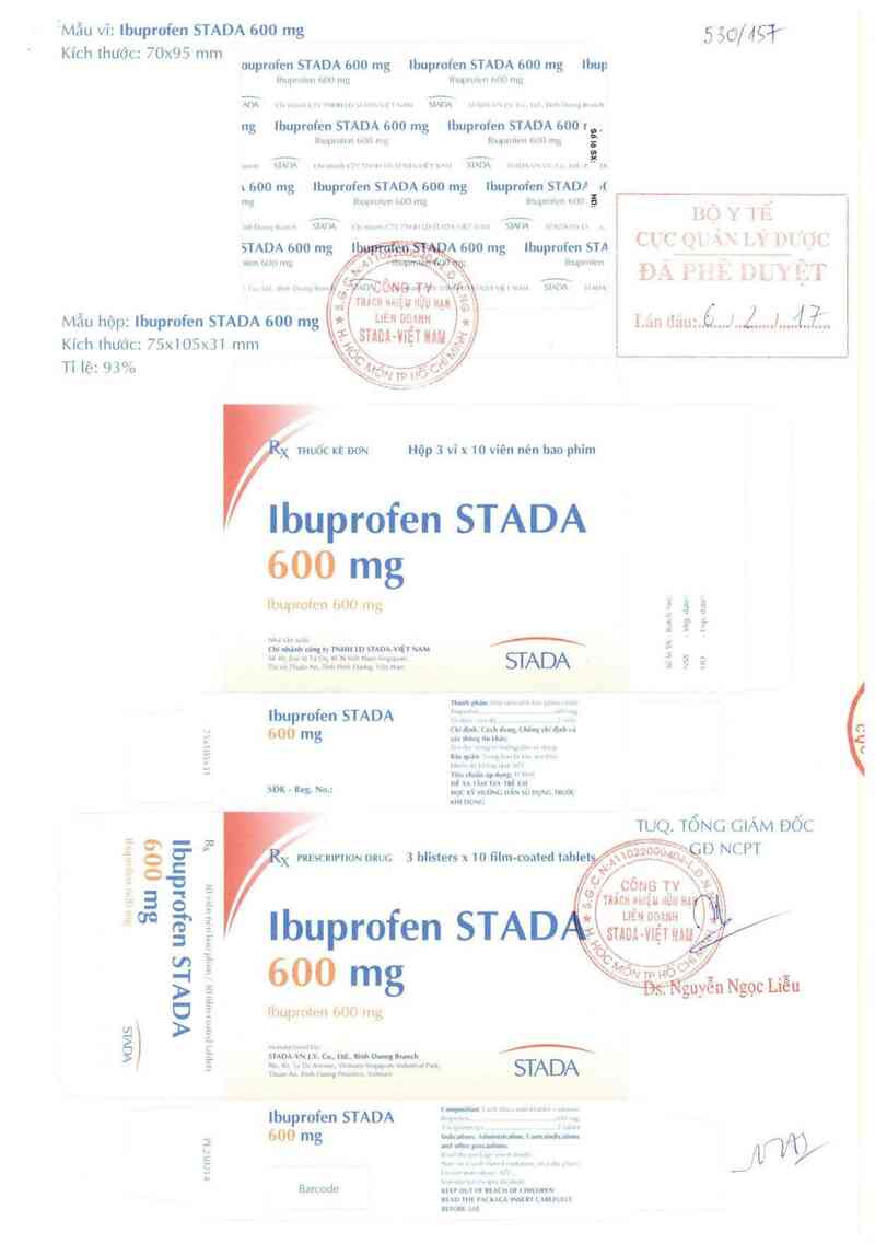 thông tin, cách dùng, giá thuốc Ibuprofen Stada 600 mg - ảnh 0