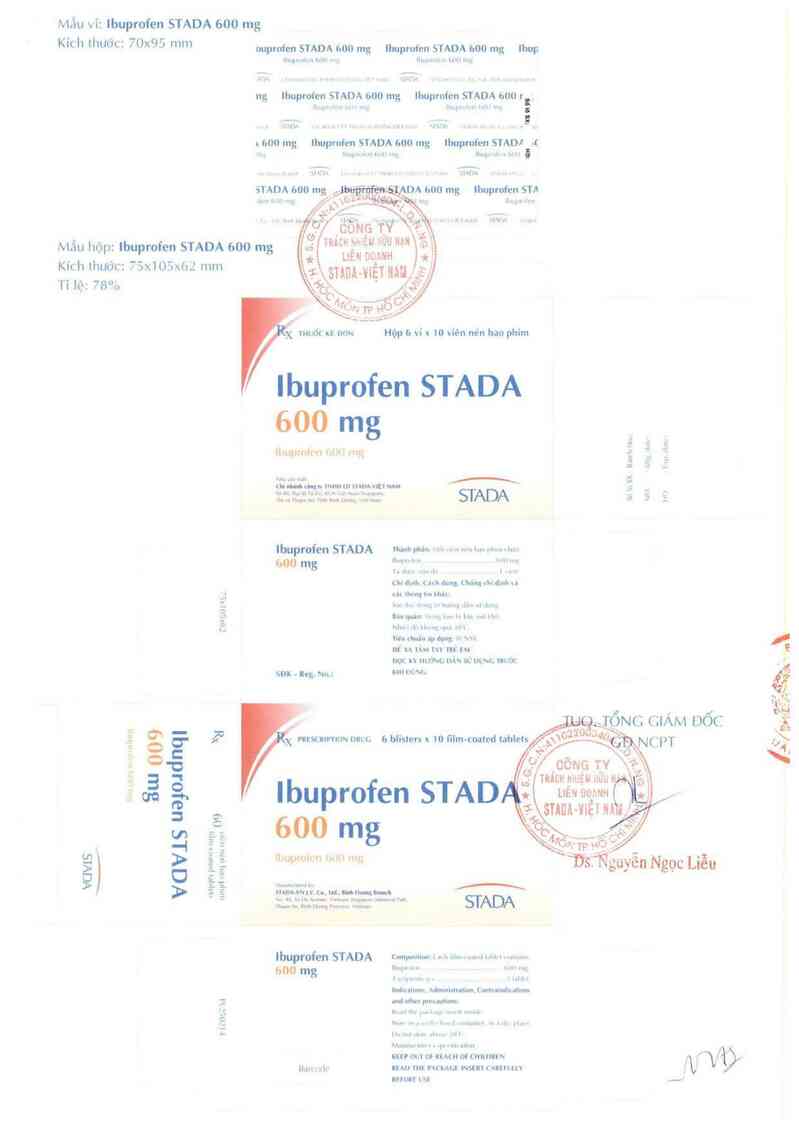 thông tin, cách dùng, giá thuốc Ibuprofen Stada 600 mg - ảnh 1