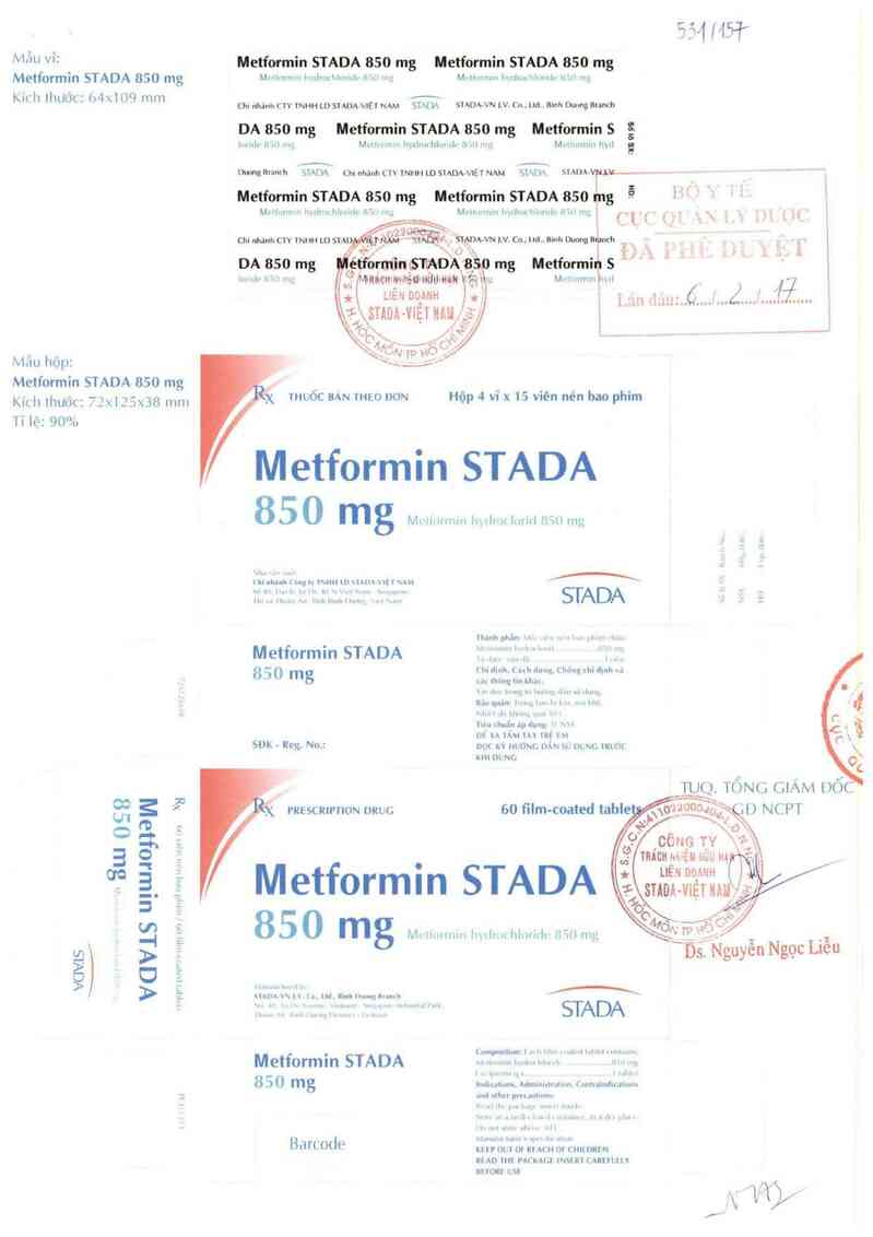 thông tin, cách dùng, giá thuốc Metformin Stada 850 mg - ảnh 0