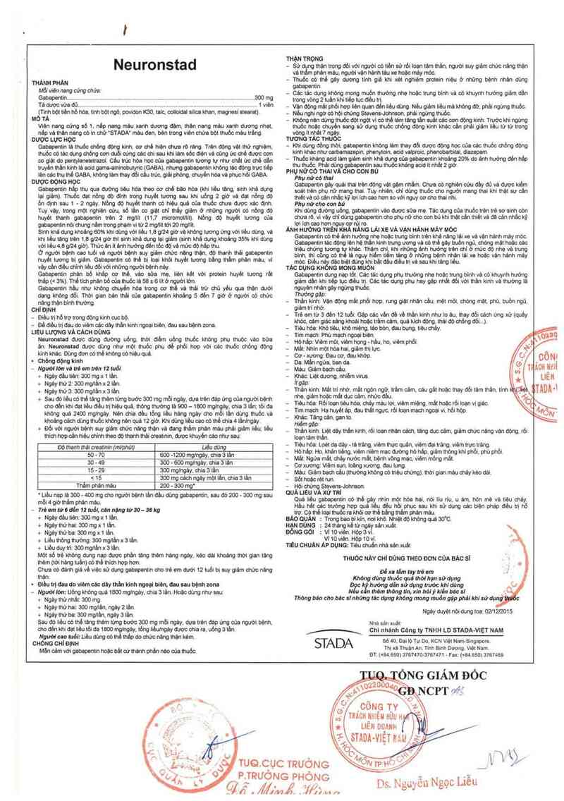 thông tin, cách dùng, giá thuốc Neuronstad - ảnh 2