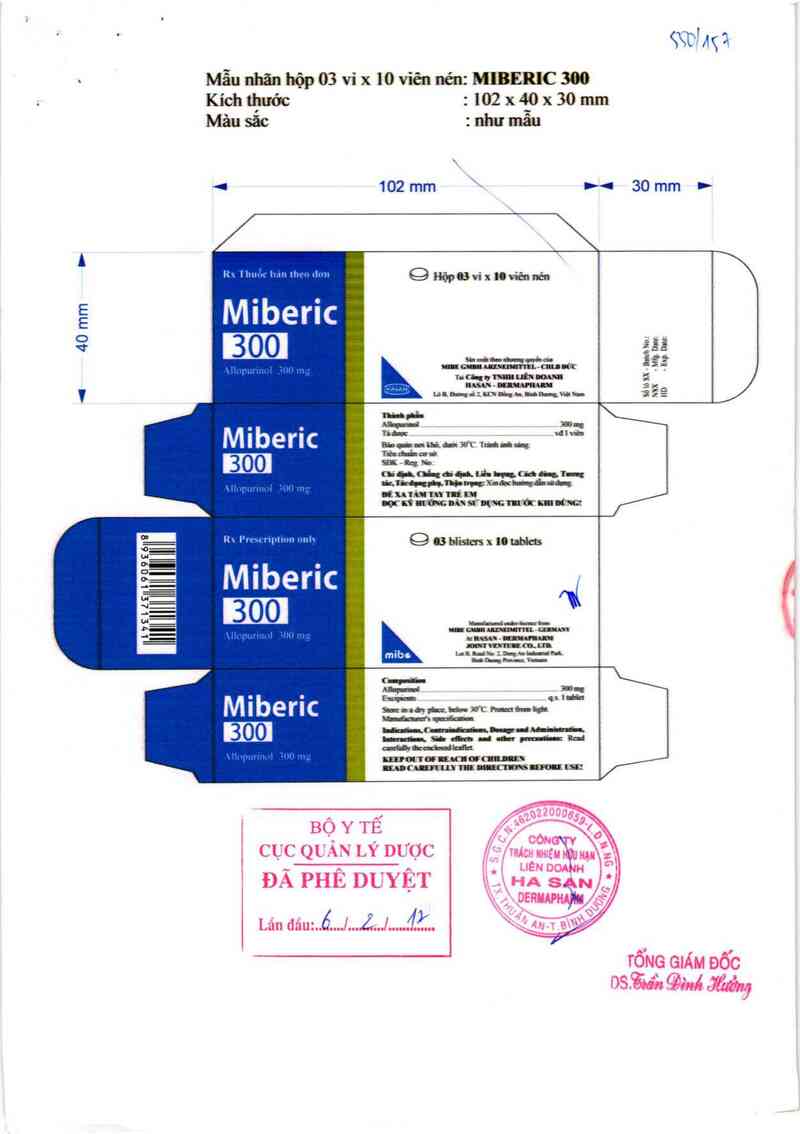 thông tin, cách dùng, giá thuốc Miberic 300 - ảnh 0