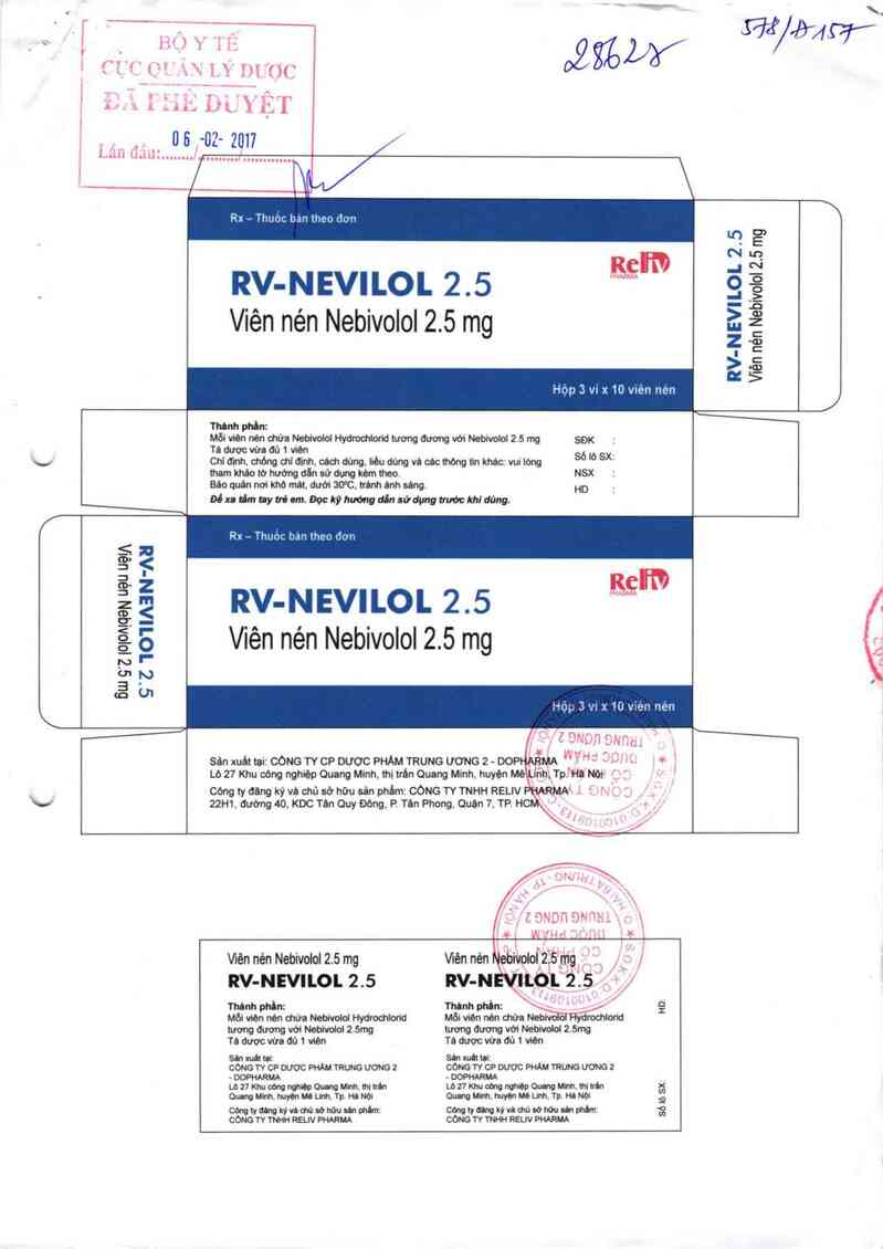 thông tin, cách dùng, giá thuốc RV-Nevilol 2,5 - ảnh 0