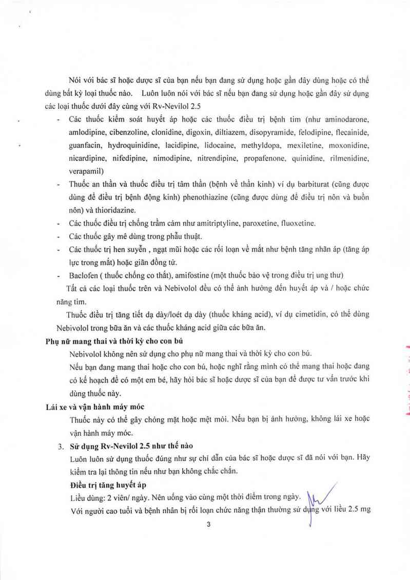 thông tin, cách dùng, giá thuốc RV-Nevilol 2,5 - ảnh 11