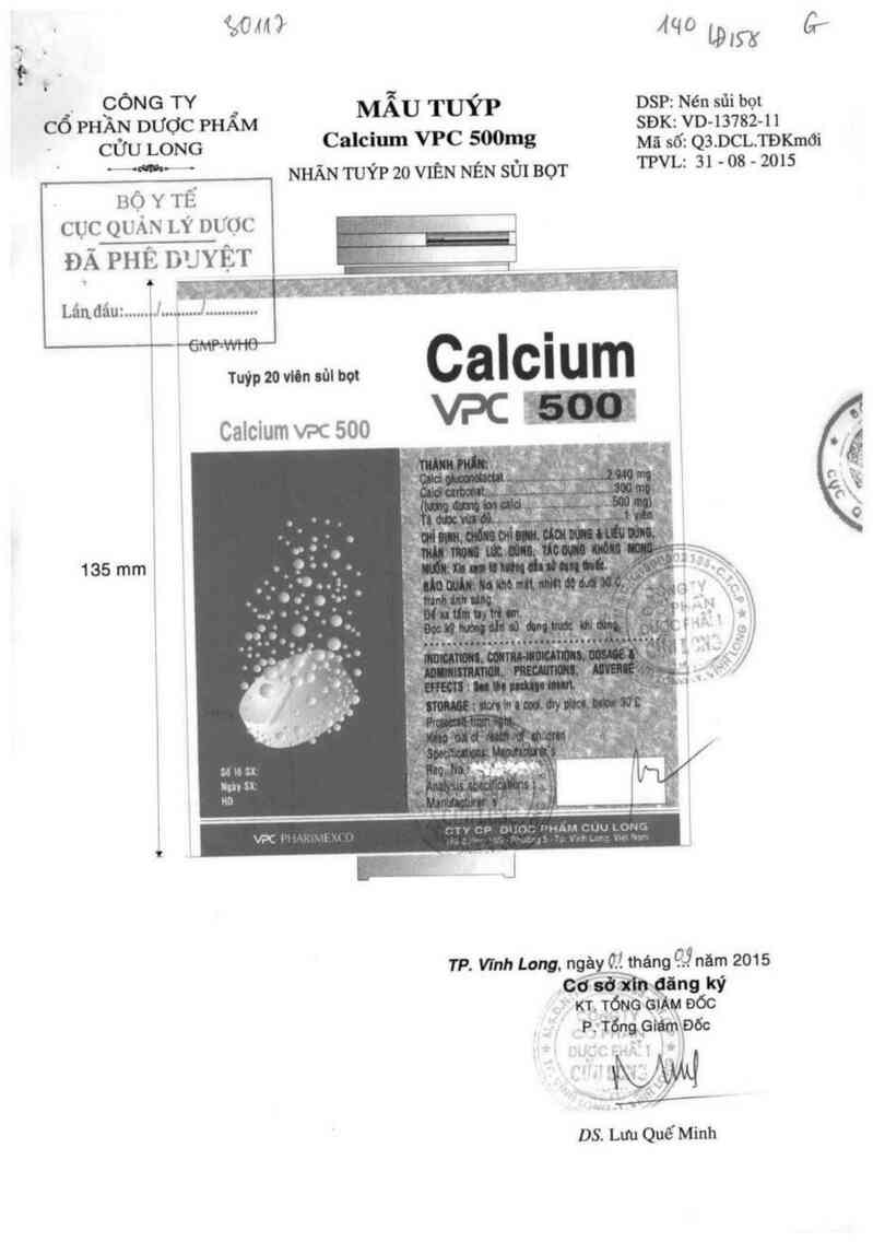 thông tin, cách dùng, giá thuốc Calcium VPC 500 - ảnh 0