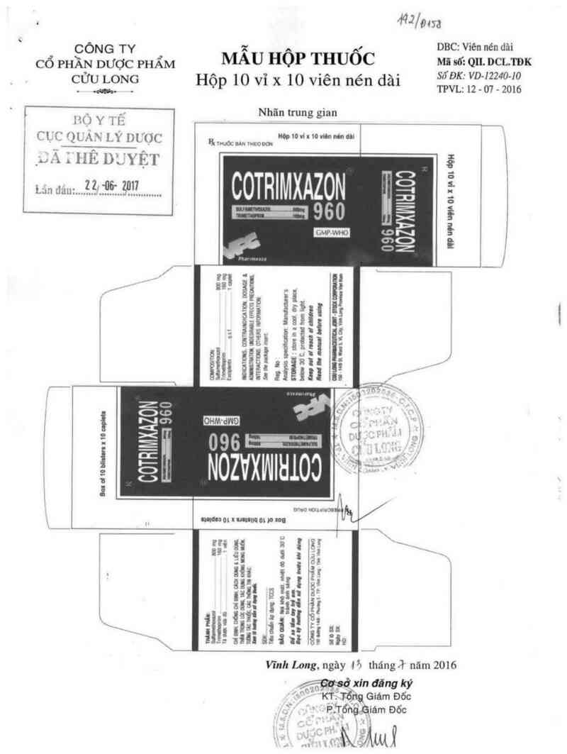 thông tin, cách dùng, giá thuốc Cotrimxazon 960 - ảnh 0