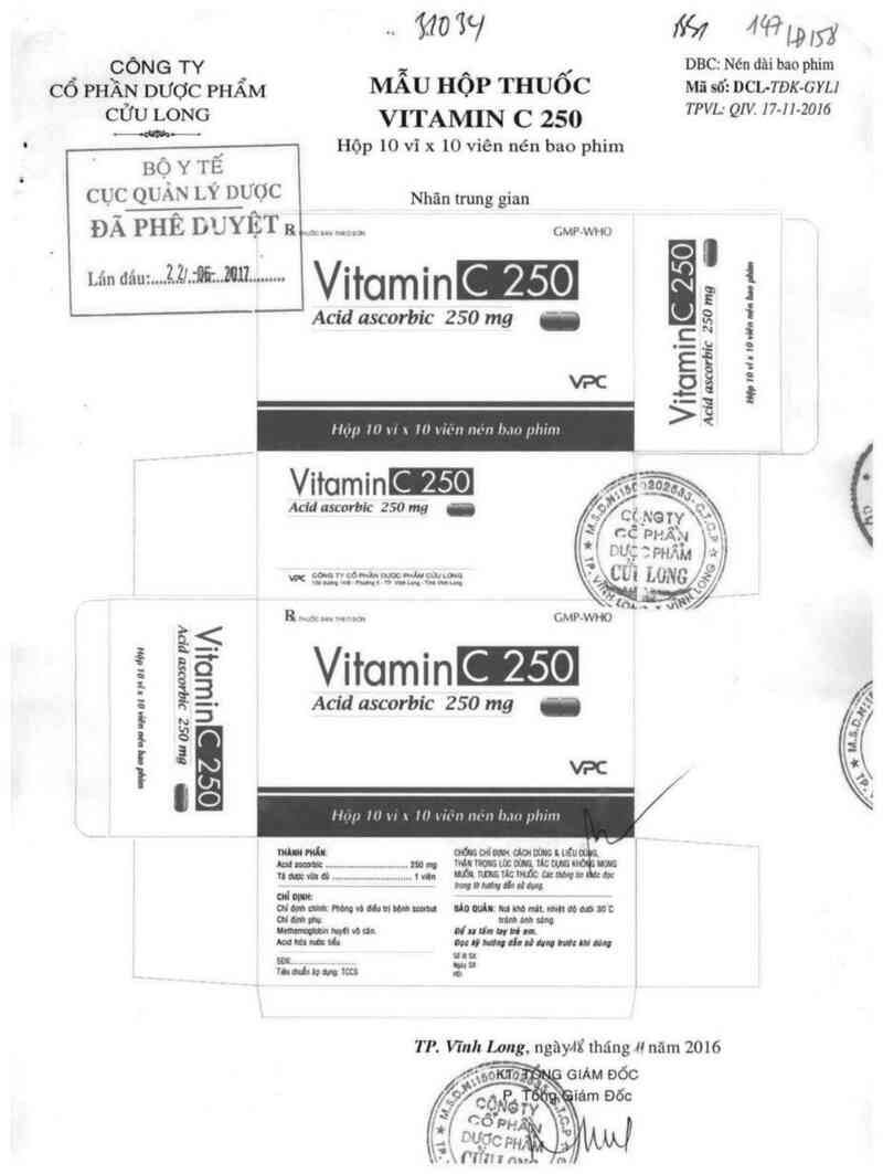 thông tin, cách dùng, giá thuốc Vitamin C 250 - ảnh 0