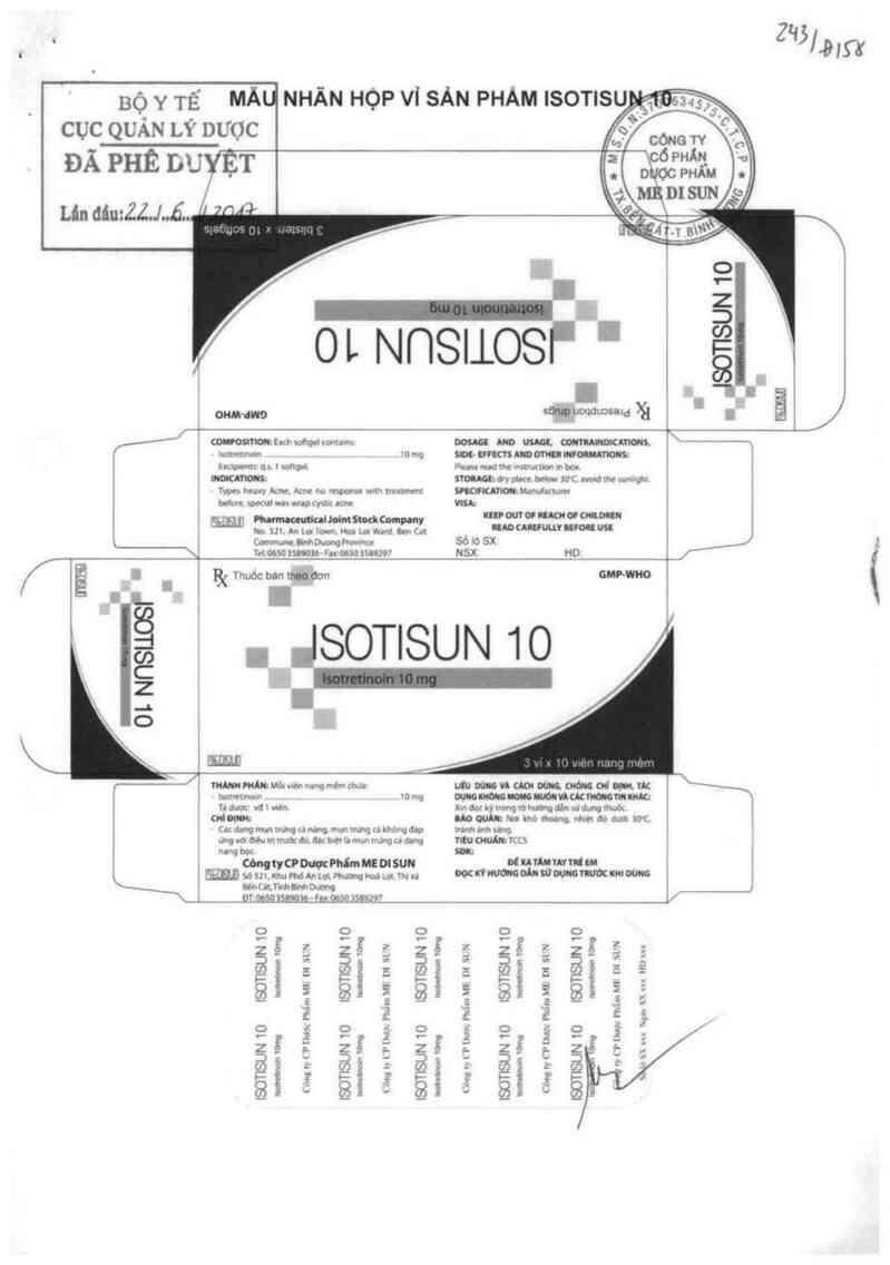 thông tin, cách dùng, giá thuốc Isotisun 10 - ảnh 0