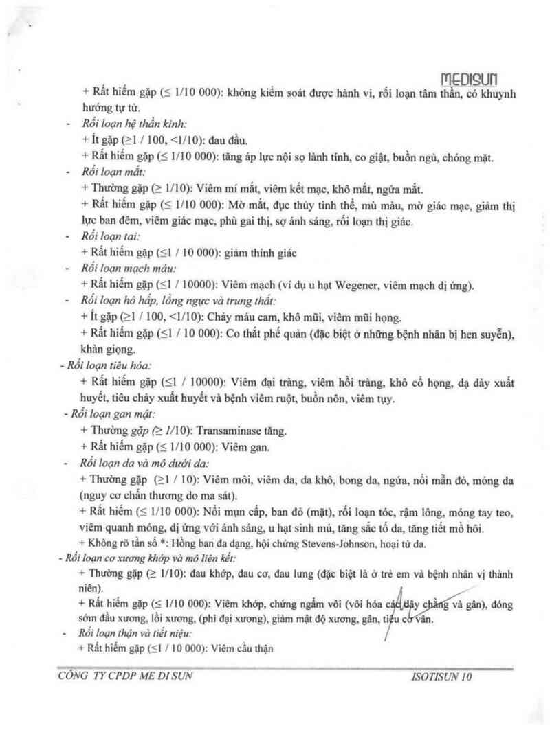 thông tin, cách dùng, giá thuốc Isotisun 10 - ảnh 5