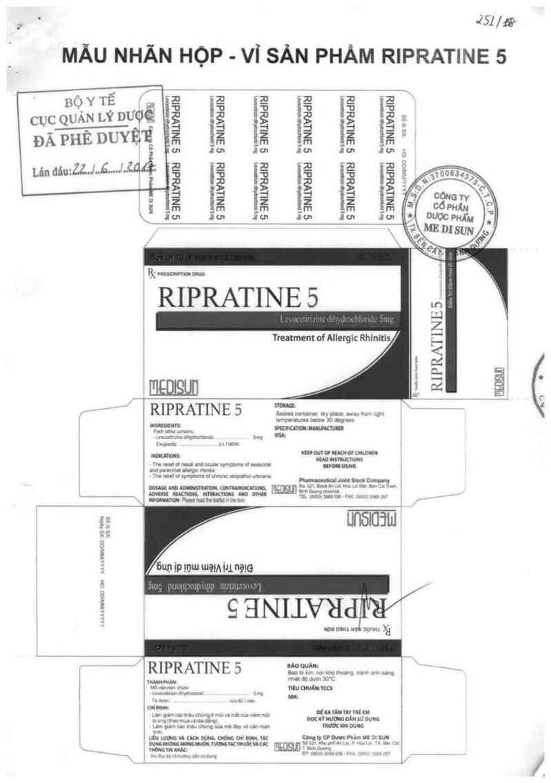 thông tin, cách dùng, giá thuốc Ripratine 5 - ảnh 0