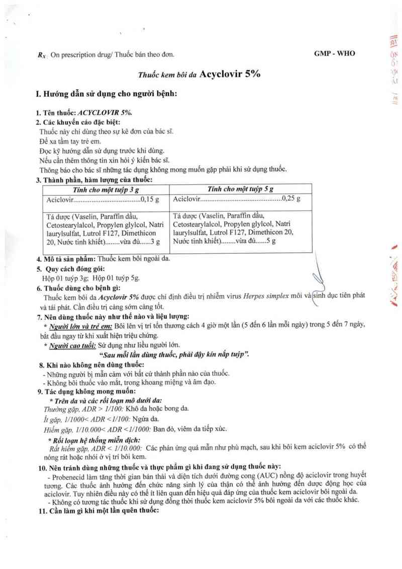 thông tin, cách dùng, giá thuốc Acyclovir 5% - ảnh 2