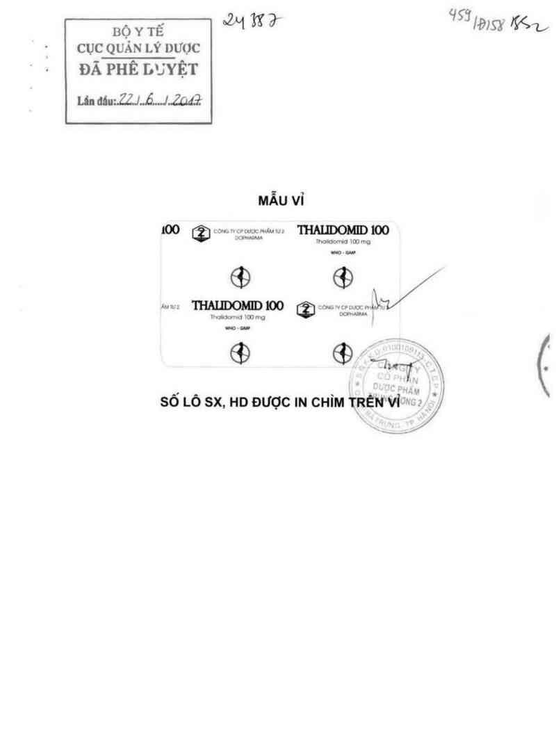 thông tin, cách dùng, giá thuốc Thalidomid 100 - ảnh 0