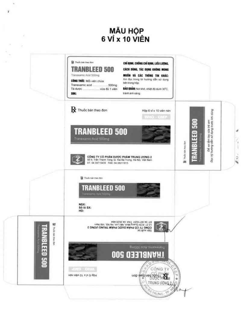 thông tin, cách dùng, giá thuốc Tranbleed 500 - ảnh 1