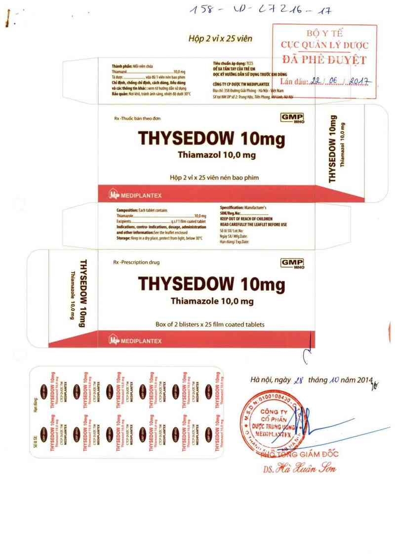 thông tin, cách dùng, giá thuốc Thysedow 10 mg - ảnh 0