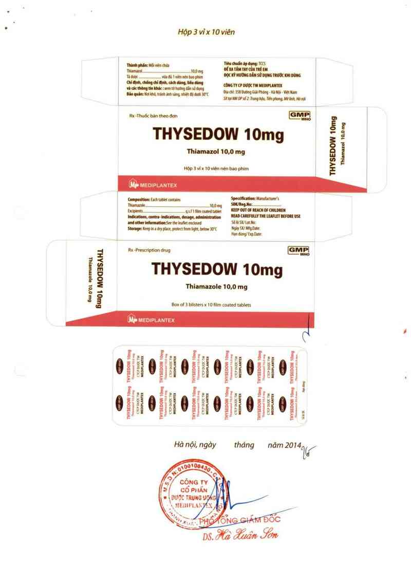 thông tin, cách dùng, giá thuốc Thysedow 10 mg - ảnh 1