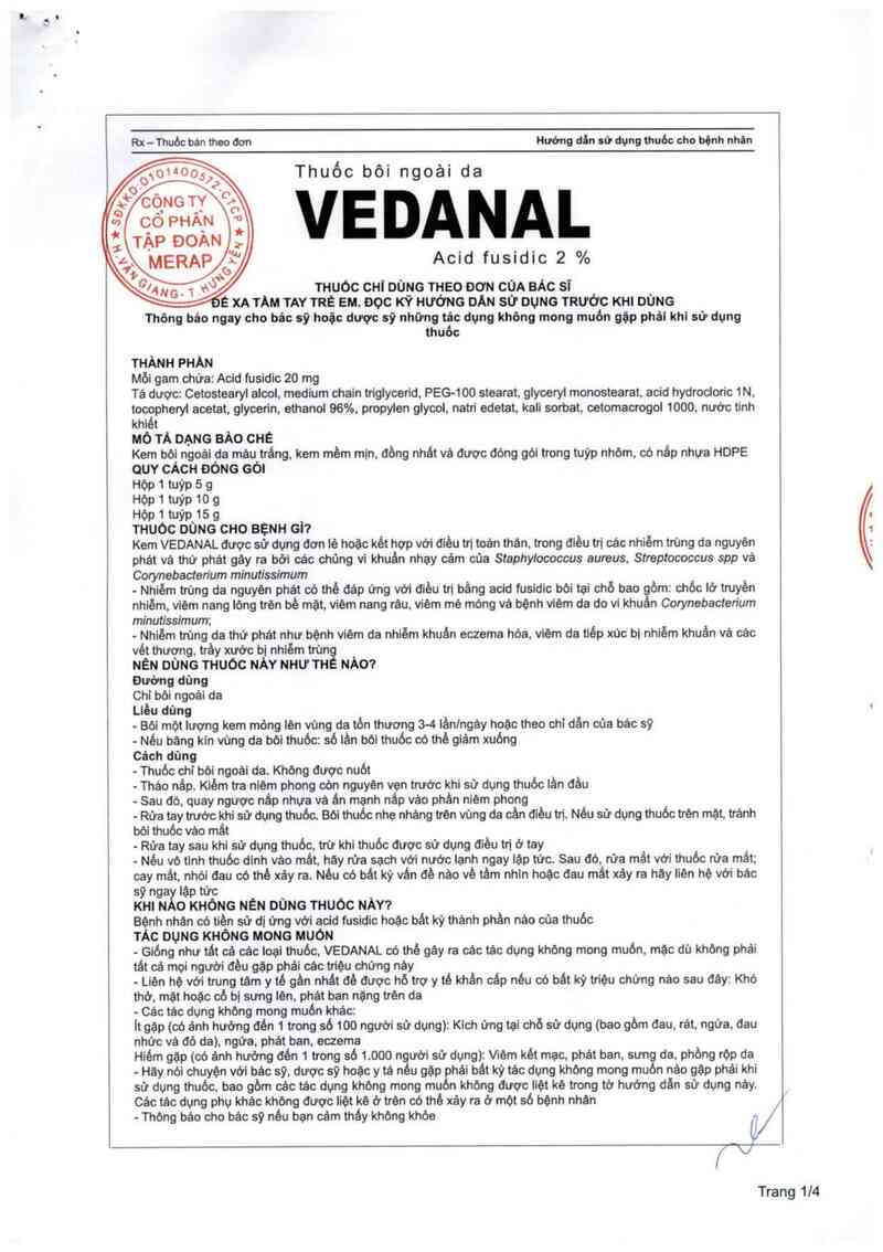 thông tin, cách dùng, giá thuốc Vedanal - ảnh 3