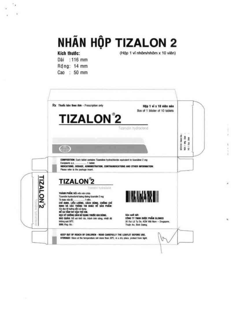 thông tin, cách dùng, giá thuốc Tizalon 2 - ảnh 1