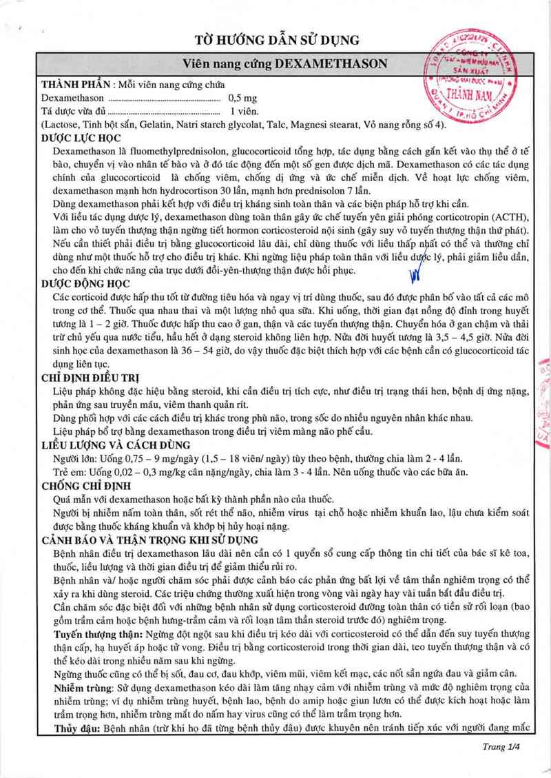 thông tin, cách dùng, giá thuốc Dexamethason - ảnh 1