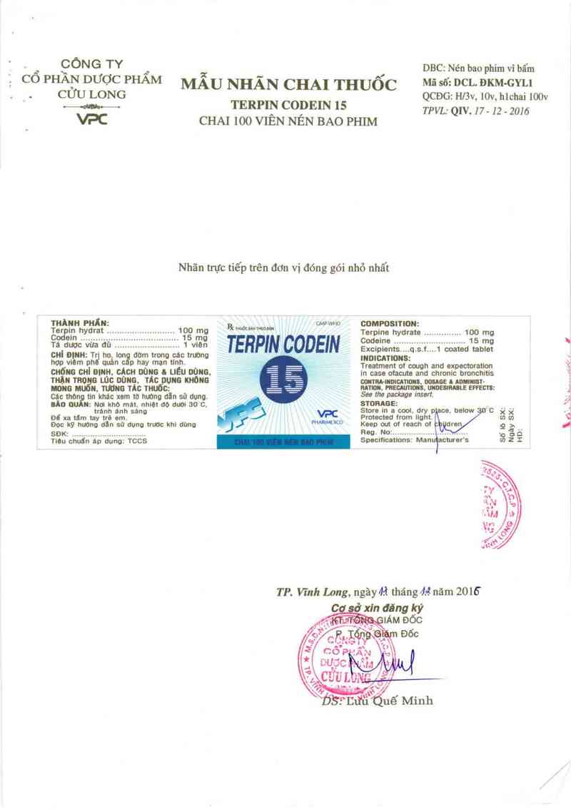 thông tin, cách dùng, giá thuốc Terpin Codein 15 - ảnh 4