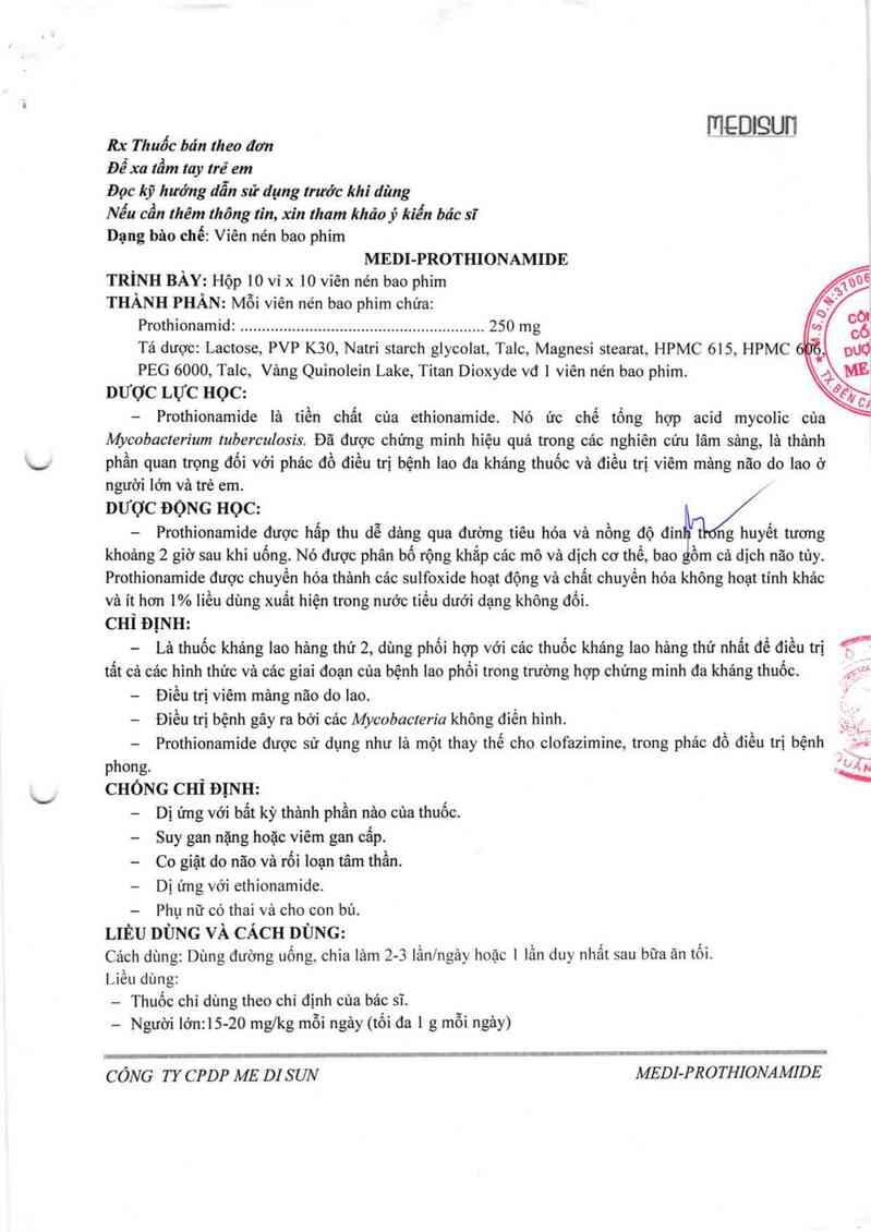 thông tin, cách dùng, giá thuốc Medi-prothionamide - ảnh 1