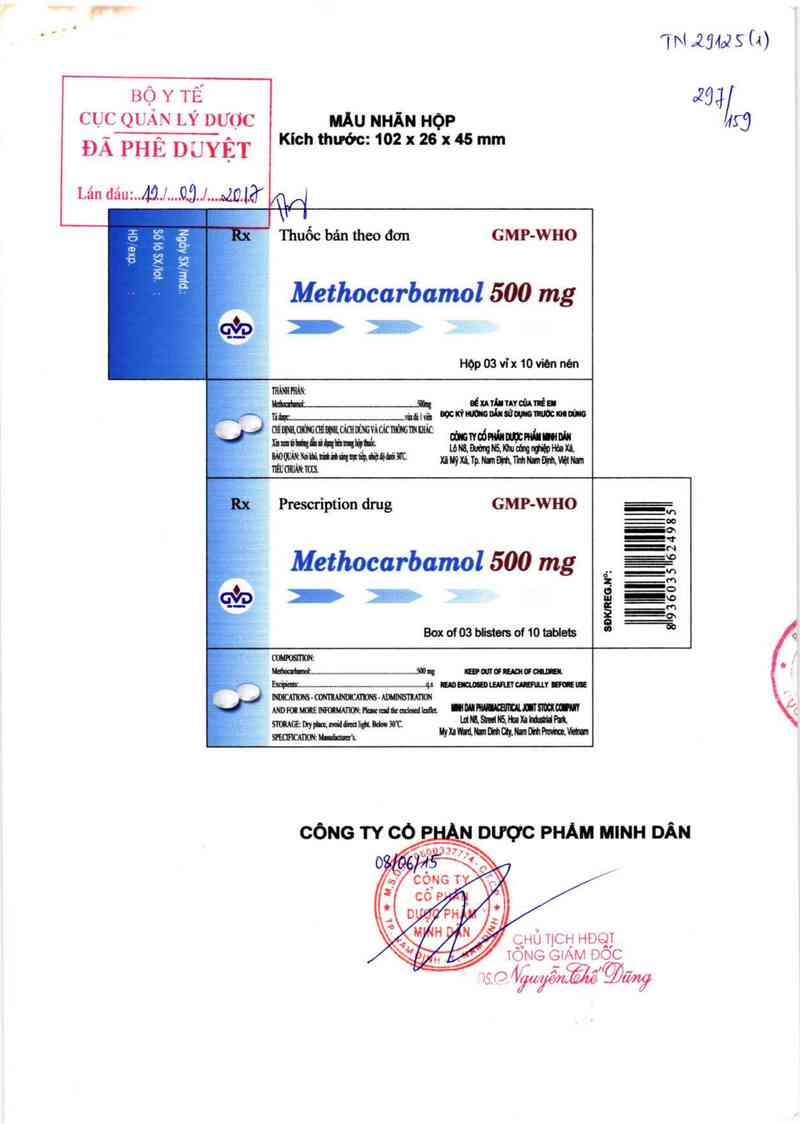 thông tin, cách dùng, giá thuốc Methocarbamol 500 mg - ảnh 0