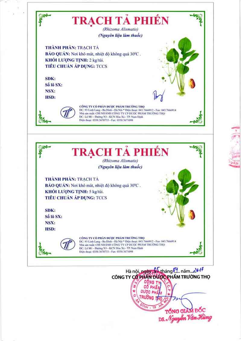 thông tin, cách dùng, giá thuốc Trạch tả phiến - ảnh 1