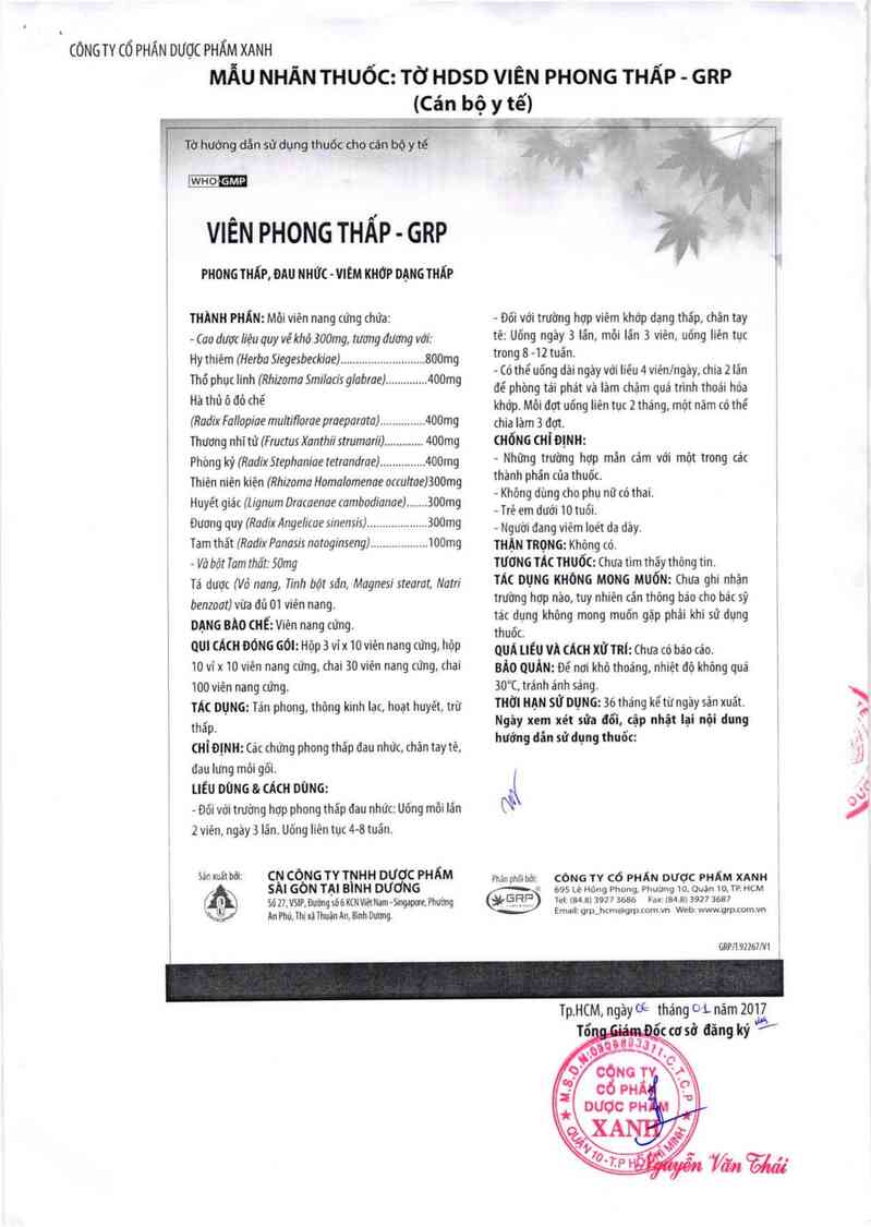 thông tin, cách dùng, giá thuốc Viên phong thấp - GRP - ảnh 5