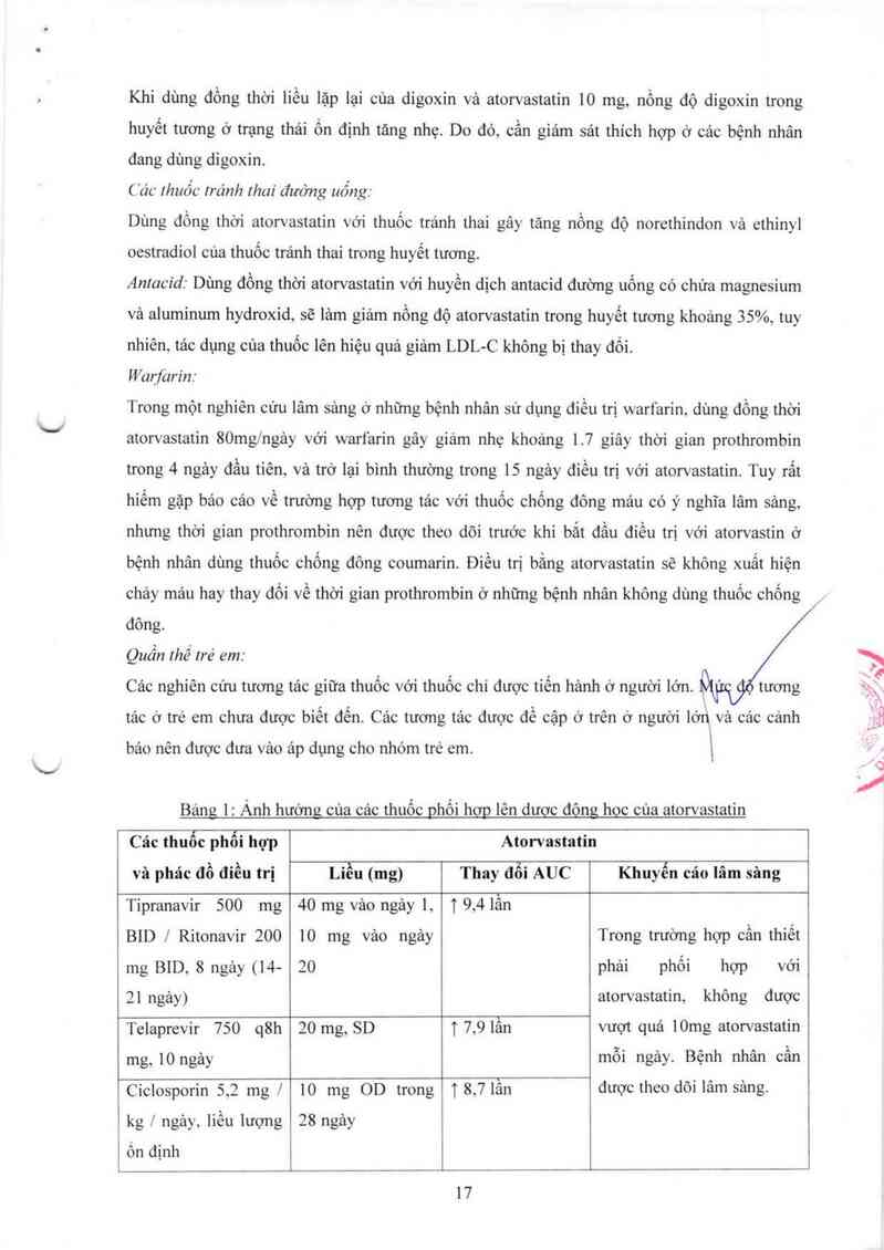 thông tin, cách dùng, giá thuốc Atorvastatin 10 mg - ảnh 20