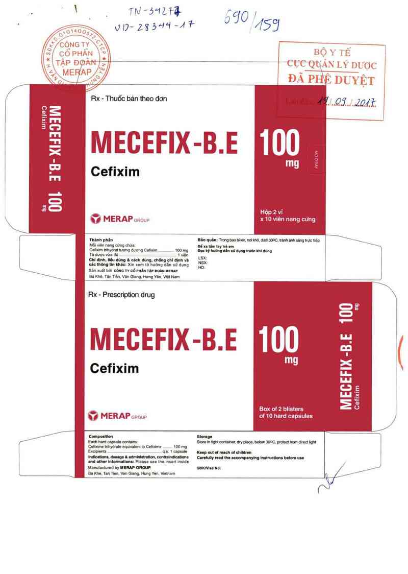 thông tin, cách dùng, giá thuốc Mecefix-B.E 100 mg - ảnh 0