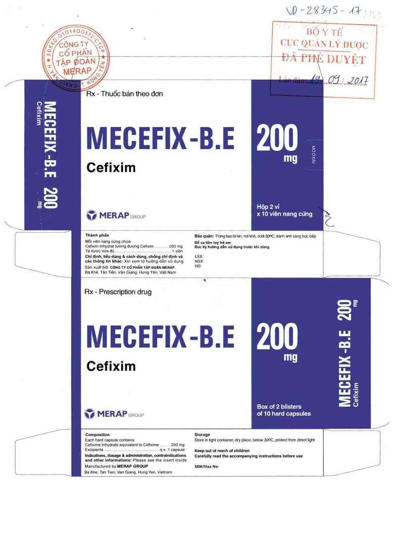 thông tin, cách dùng, giá thuốc Mecefix-B.E 200 mg - ảnh 0