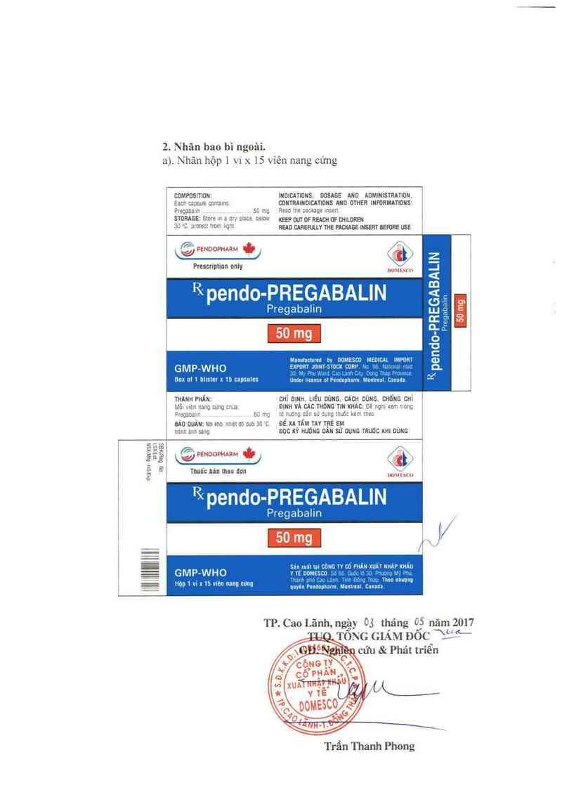 thông tin, cách dùng, giá thuốc pendo-Pregabalin 50 mg - ảnh 1