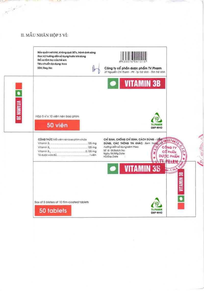 thông tin, cách dùng, giá thuốc Vitamin 3B - ảnh 1