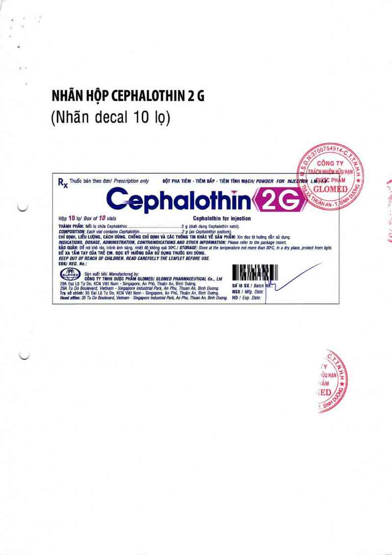 thông tin, cách dùng, giá thuốc Cephalothin 2g - ảnh 1