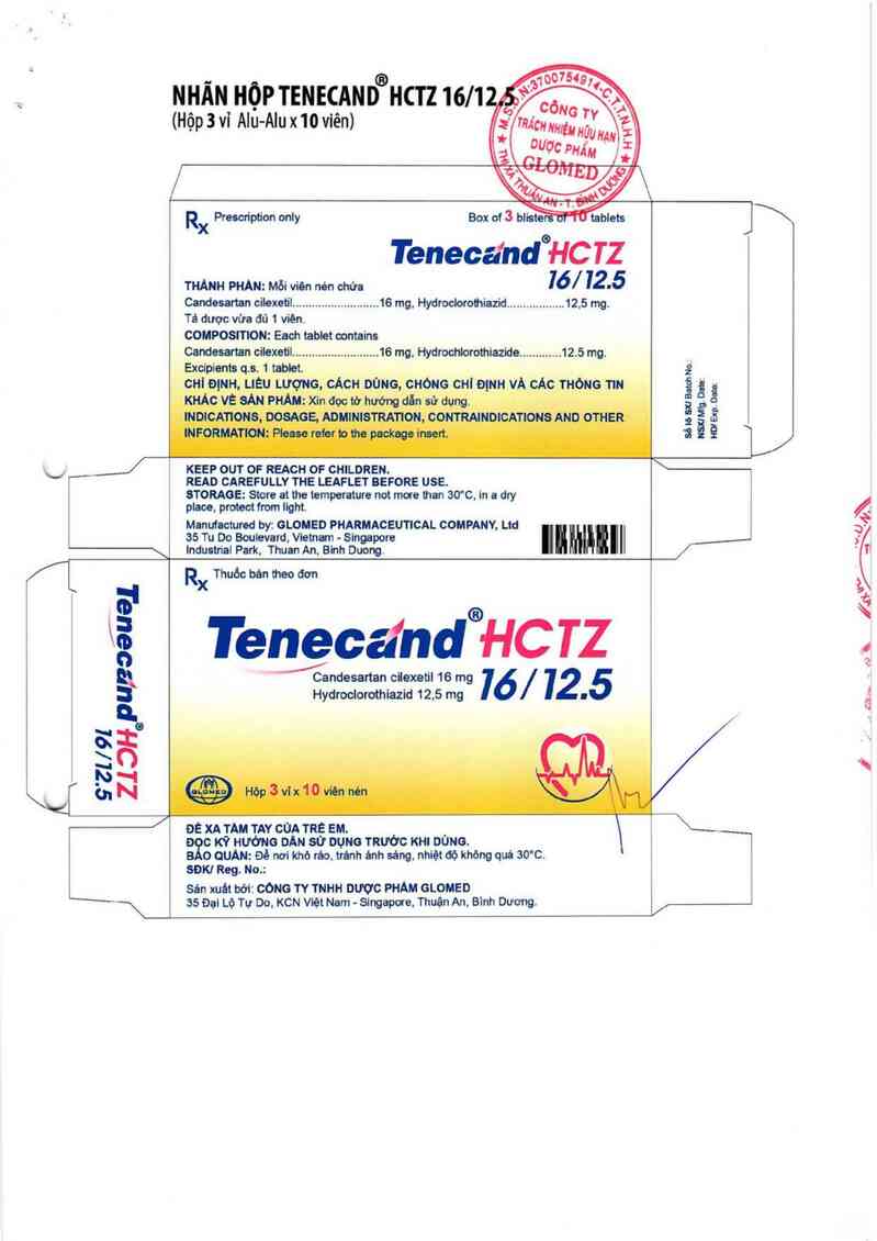 thông tin, cách dùng, giá thuốc Tenecand HCTZ 16/12,5 - ảnh 1