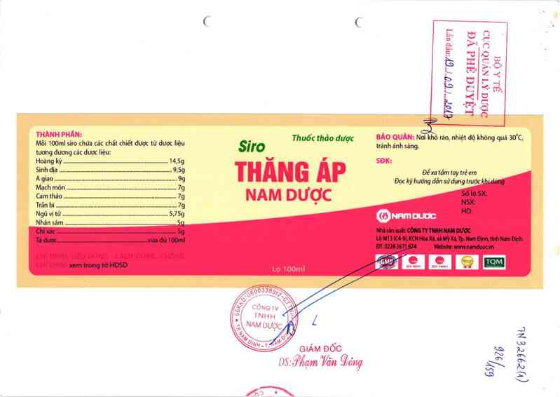 thông tin, cách dùng, giá thuốc Thăng áp Nam Dược - ảnh 0