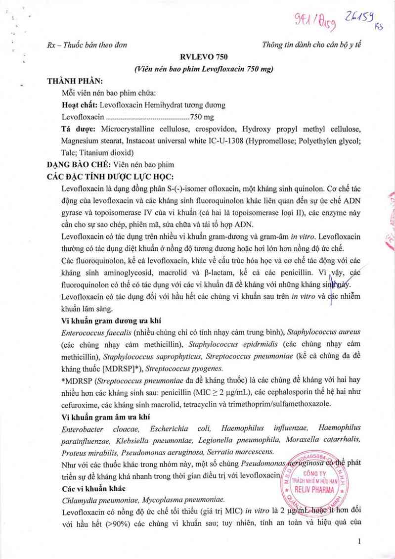 thông tin, cách dùng, giá thuốc Rvlevo 750 - ảnh 1