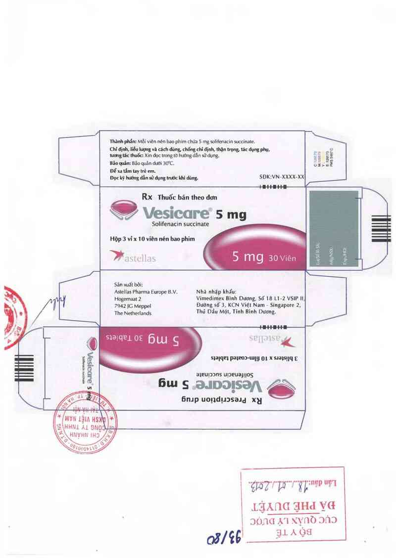 thông tin, cách dùng, giá thuốc Vesicare 5mg - ảnh 0