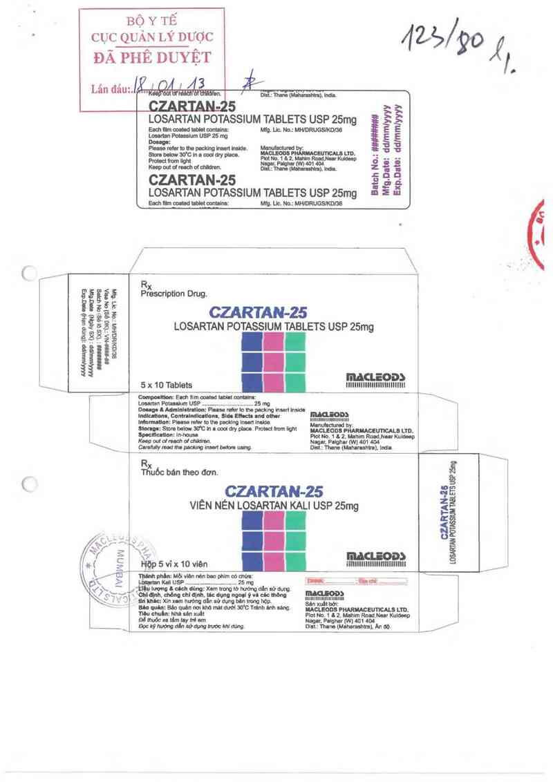 thông tin, cách dùng, giá thuốc Czartan 25 - ảnh 0