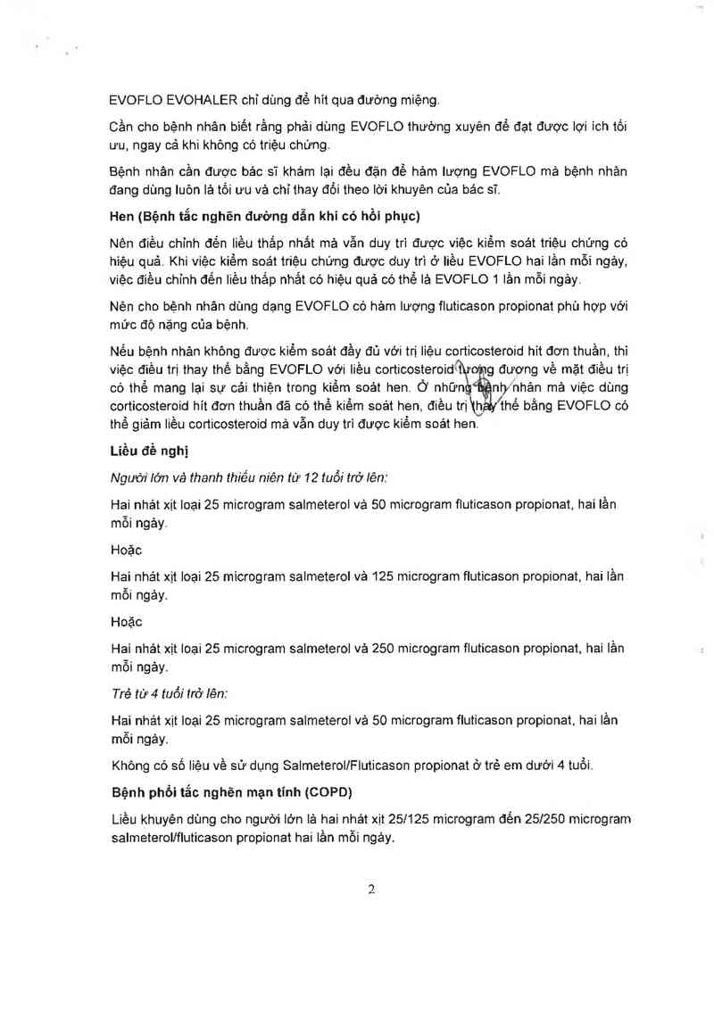 thông tin, cách dùng, giá thuốc Evoflo Evohaler 25/125mcg - ảnh 5