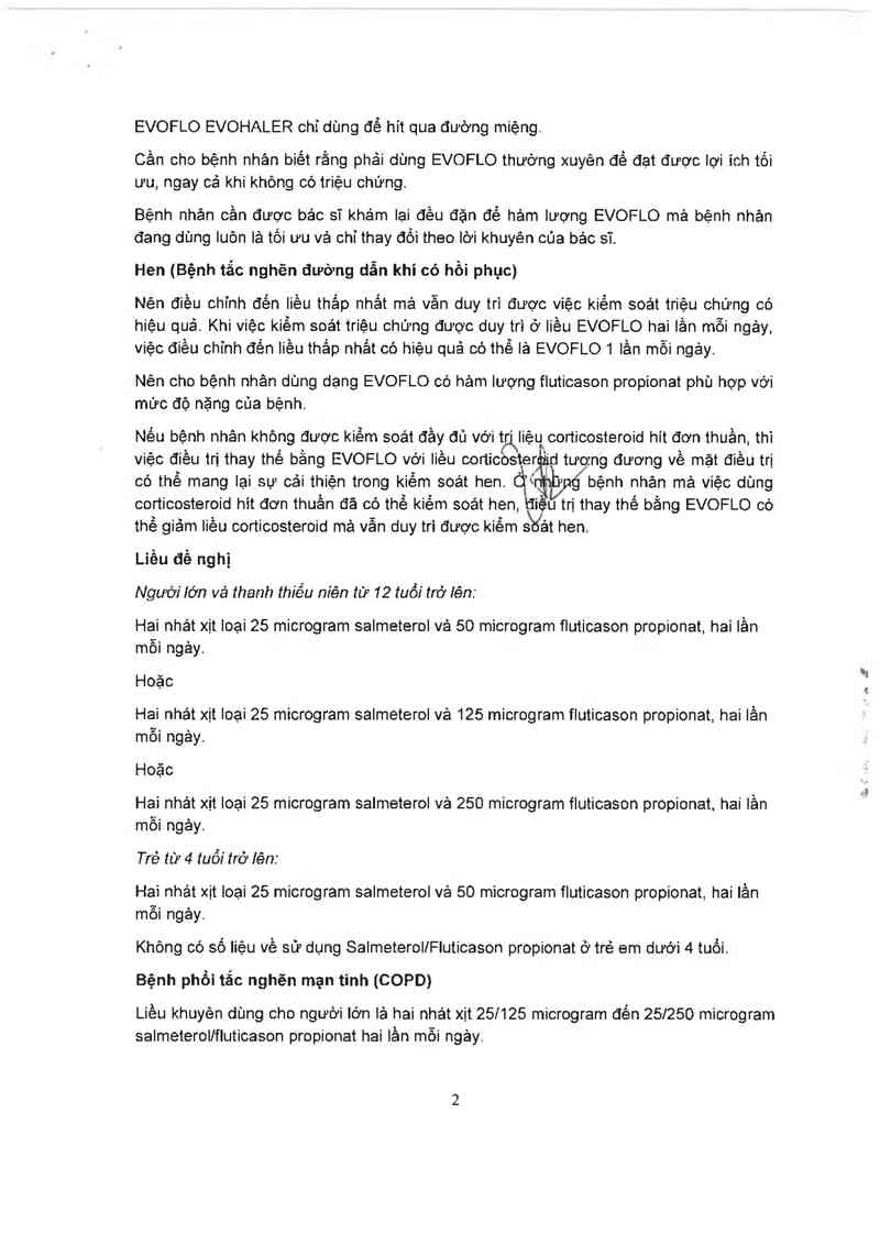 thông tin, cách dùng, giá thuốc Evoflo Evohaler 25/250mcg - ảnh 5