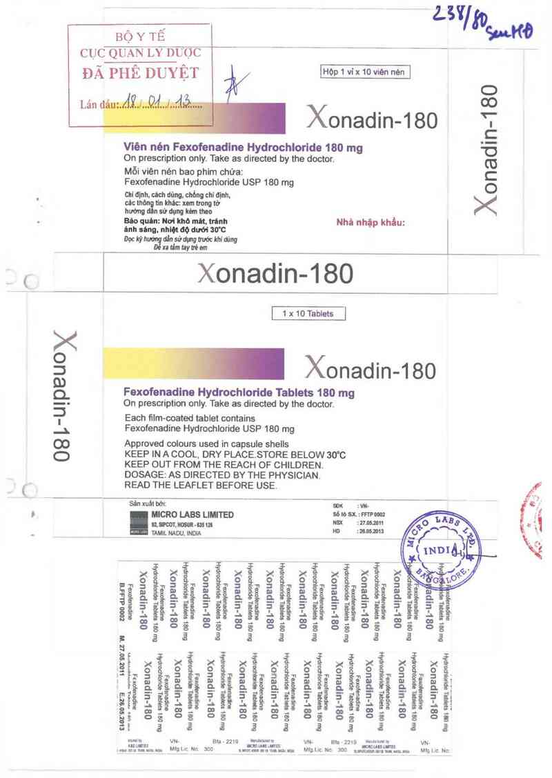 thông tin, cách dùng, giá thuốc Xonadin-180 - ảnh 0