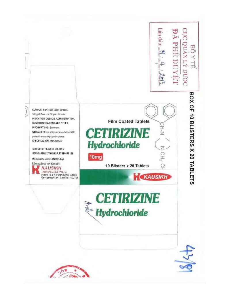 thông tin, cách dùng, giá thuốc Cetirizine Hydrochloride - ảnh 1