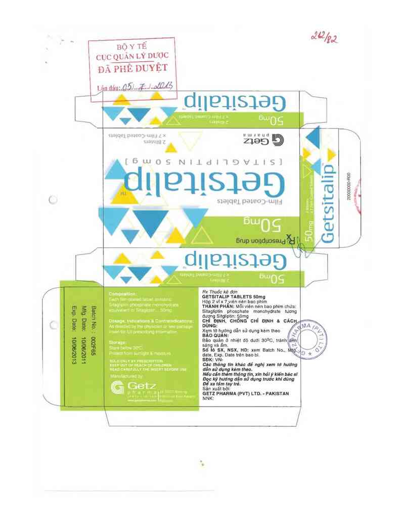 thông tin, cách dùng, giá thuốc Getsitalip Tablets 50mg - ảnh 0