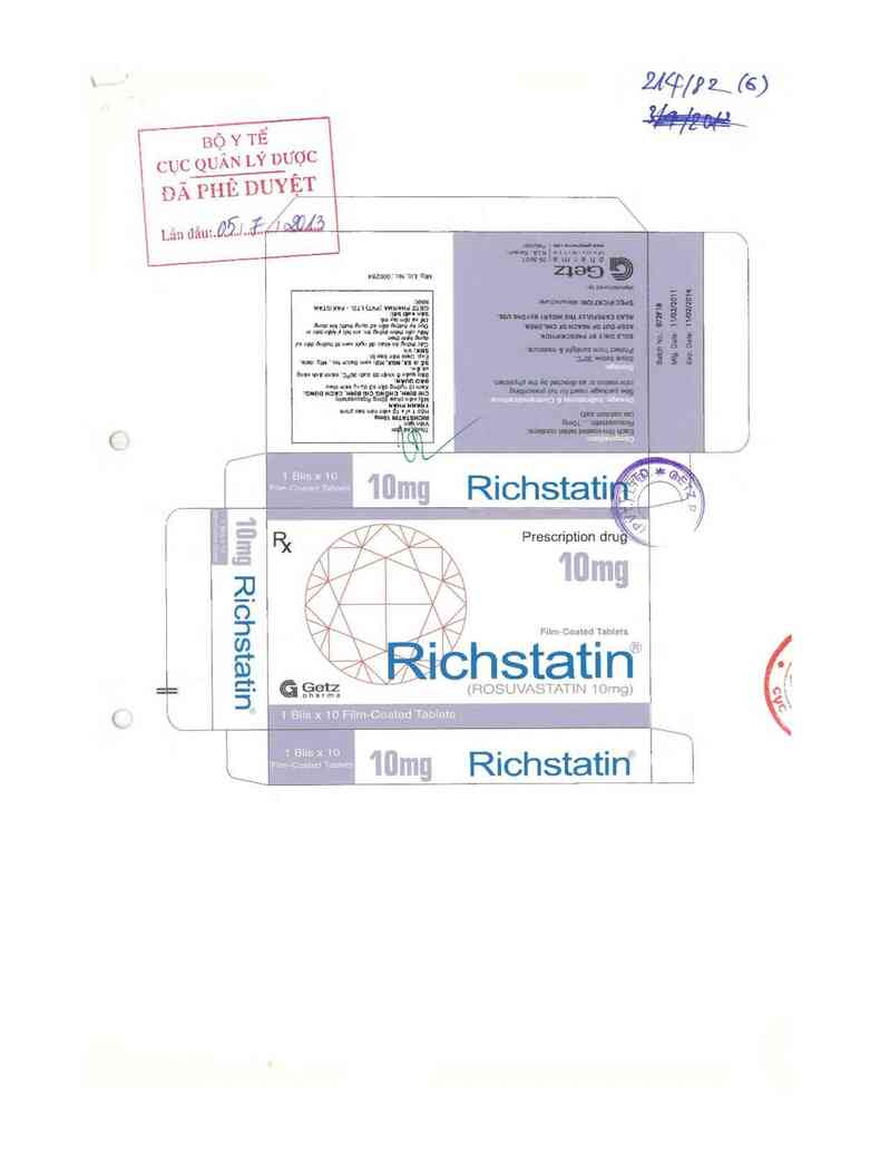 thông tin, cách dùng, giá thuốc Richstatin 10mg - ảnh 0