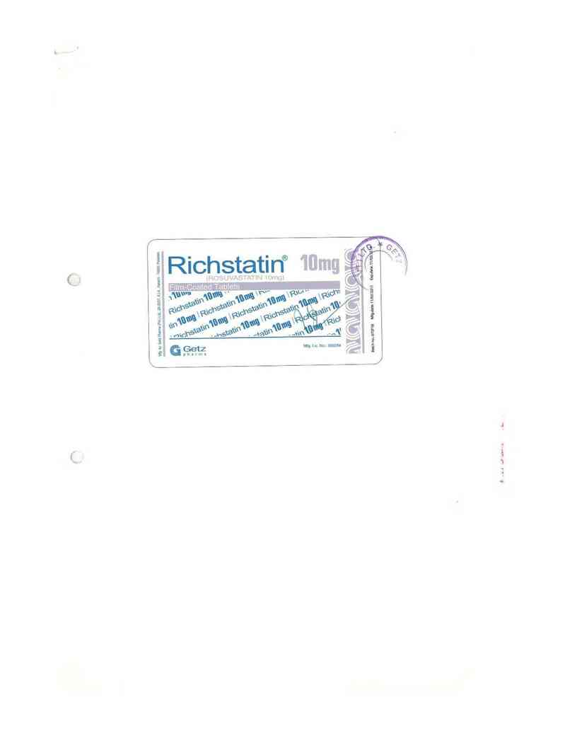 thông tin, cách dùng, giá thuốc Richstatin 10mg - ảnh 1