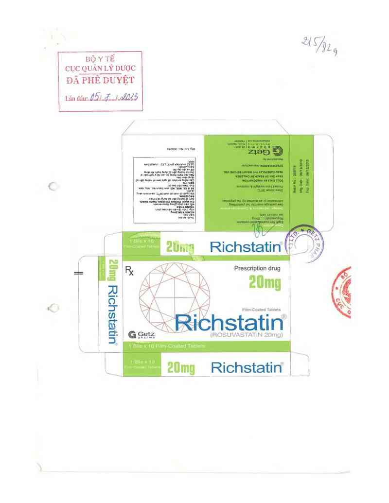 thông tin, cách dùng, giá thuốc Richstatin 20mg - ảnh 0