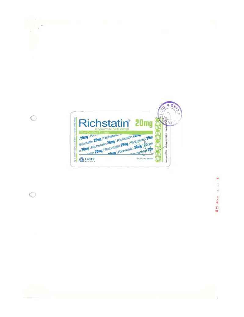 thông tin, cách dùng, giá thuốc Richstatin 20mg - ảnh 1