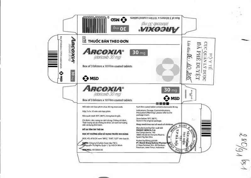 thông tin, cách dùng, giá thuốc Arcoxia 30mg - ảnh 0