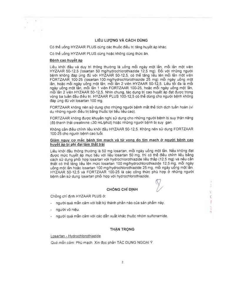 thông tin, cách dùng, giá thuốc Hyzaar Plus (Cơ sở đóng gói: Merck Sharp & Dohme B.V, đ/c: Waarderweg 39, NL-2031 BN Haarlem, The Netherlands) - ảnh 3