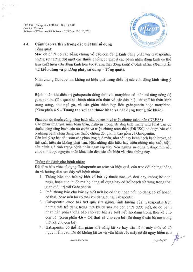 thông tin, cách dùng, giá thuốc Neurontin - ảnh 5